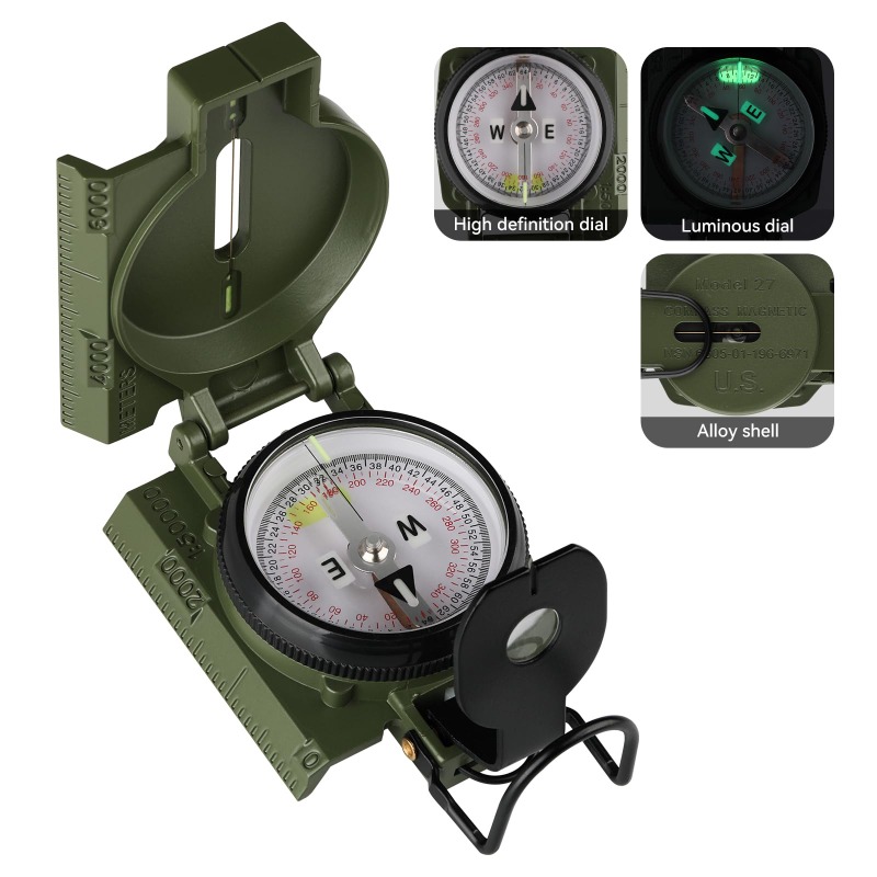 Compass Lensatic - Compass Military Grade, Precision Navigation for
